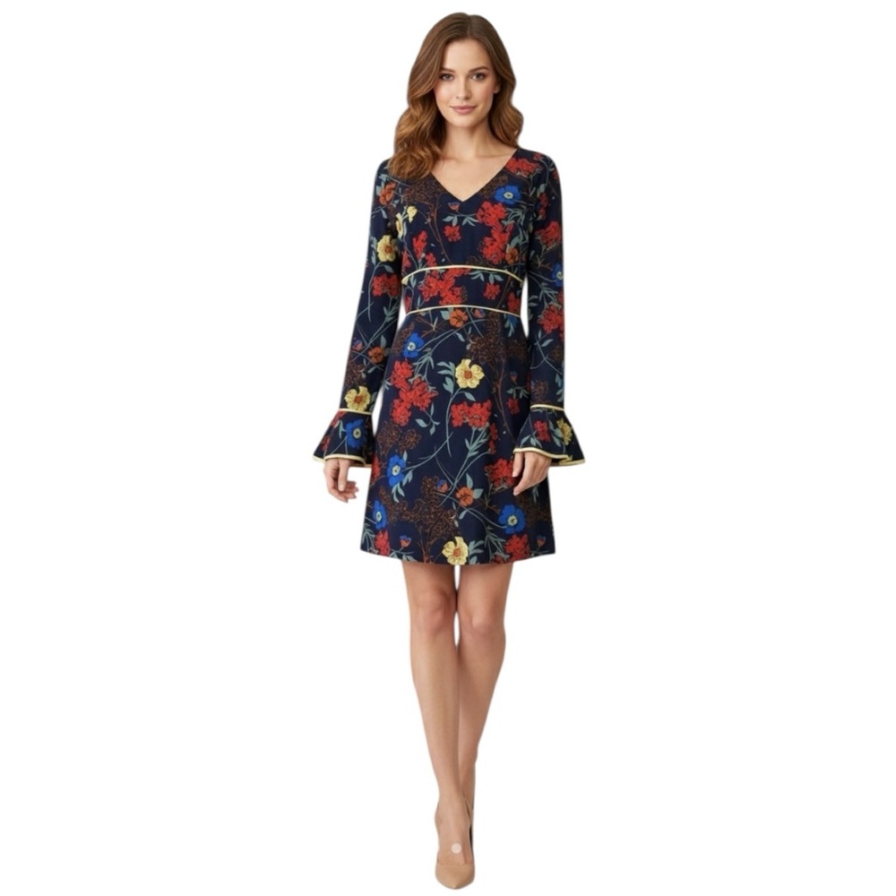 Angelique by Burbu Floral Long Sleeve Ruffle Cuff Mini Dress